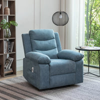 Electric Power Recliner Chair with Heat and Massage, Velvet Oversized Electric Overstuffed Chair with Soft Cushion and Back, 160° Adjustable Recliner Chair with Steel Frame for Living Room, Blue
