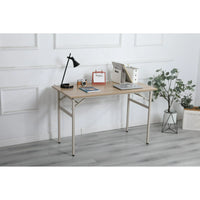Folding Desk No Assembly Required, Wooden Computer Desk with Adjustable Leg Pad, Home Office Desk Study Writing Desk Gaming Table for Small Space, 31.5x15.7", Beige