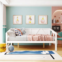 Full Size Daybed, Wood Daybed Frame with 8 Slats Support Dual-use Sofa Bed Platform Bed Frame with Under Bed Storage for Bedroom Living Room No Box Spring Needed, Easy Assembly, White