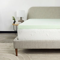 Full Size Mattress Topper with Plush Memory Foam Surface, 74"L*52"W*3"H, Light Green