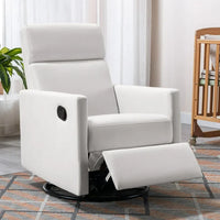 Gliding Recliner Rocker,360°Swivel Glider Modern Nursery Glider, Recliner Chair Upholstered Plush Seating Glider,Swivel Glider Nursery Chair Reclining Sofa Chair for Living Room,Beige