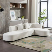 Home Modular Sectional Sofa, Luxury Modern Living Room Upholstery Sofa Couch with 2 Pillows, U Shaped Couch with Chaise Fabric Sofa Couch for Living Room, Apartment, Office, Beige