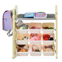 Kids Book Shelf Toy Storage Organizer,Storage Rack with 9 Bins, Multi-functional Nursery Organizer Set,Toy Storage Cabinet,Bookcase Display Book Rack for Bedroom Playroom