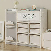 Kids Organizers Toy Storage Organizer, Floor Storage Cabinet with Bookshelf, 6 Bins, 2 Cabinets and 1 Large Drawer, Multifunctional Kids Storage Cabinet Toy Chest for Nursery, Playroom and Bedroom