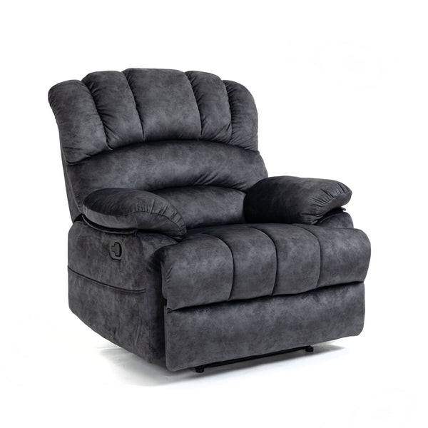 Large Manual Recliner Chair, Oversized Wide Seat Fabric Lazy Recliner with Pockets, Arm and Backres,Living Room Single Sofa Recliners for Living Room, Dark Gray