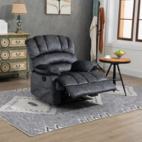 Large Manual Recliner Chair,Velvet Fabric Upholstery Recliner Chair with Metal Frame,Extra Wide Recliner Single Sofa Chair for Living Room,Gray