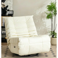 Leather Swivel Glider Power Recliner Chair with USB Charger and Side Pocket, Leisure Style Rocking Chair, Single Sofa Chair for Living Room,Bed Room Library,White