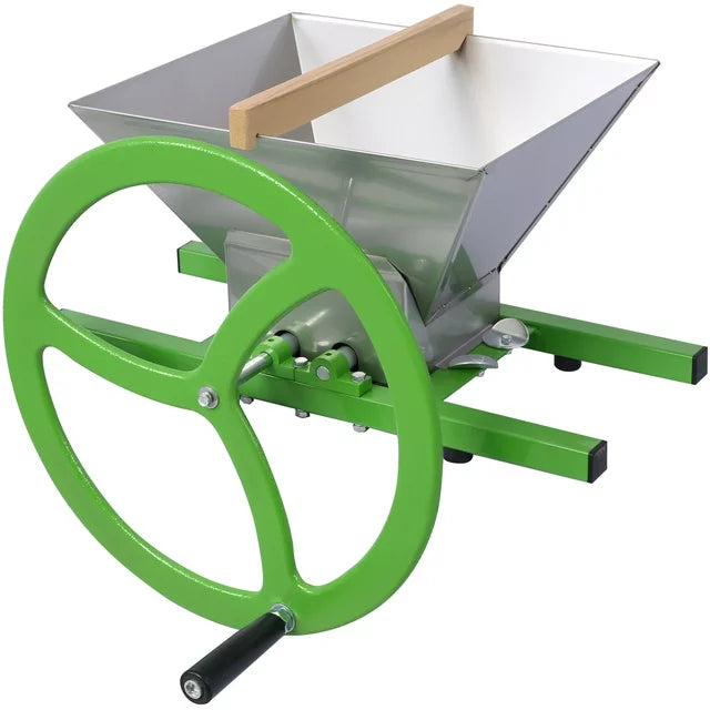 Manual Juicer Grinder - 7L Stainless Steel Portable Fruit Crusher with Wheel, Fruit Scratter Pulper for Wine and Cider Pressing