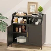 Metal Sideboard Buffet Cabinet,Kitchen Storage Cabinet with Adjustable Shelves and Doors,Modern Sideboard Buffet Table for Living Room Kitchen Dining Room,Black