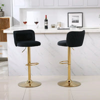 Modern Bar Stools Set of 2,Swivel Velvet Barstools with Back and Footrest,Adjustable Counter Height Bar Stools for Home Bar Kitchen Island,Black