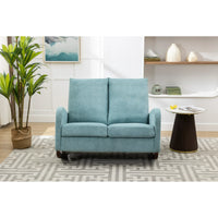 Modern Double Rocking Chair, Oversized Upholstered Loveseat Accent Armchair with High Backrest and Side Pocket, Extra Wide Glider Rocker for Nursery Living Room Bedroom, Light Blue