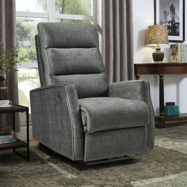 Modern Electric Recliner Chair for Adults, Ergonomic Reclining Chair with USB Port, Single Sofa Chair for Bedroom, RV and Small Space, Grey