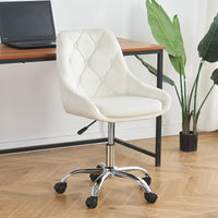 Modern Velvet Swivel Home Office Desk Chair with Wheels, Upholstered Cute Desk Chair with Lift Adjustment, Ergonomic Comfortable Office Chair for Living Room, Bedroom, Office, Vanity and Study, Beige