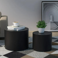 Nesting Coffee Table Set of 2, Round MDF Coffee Tables, Modern Luxury Side Tables Accent End Table for Small Space Living Room Apartment, Matte Black