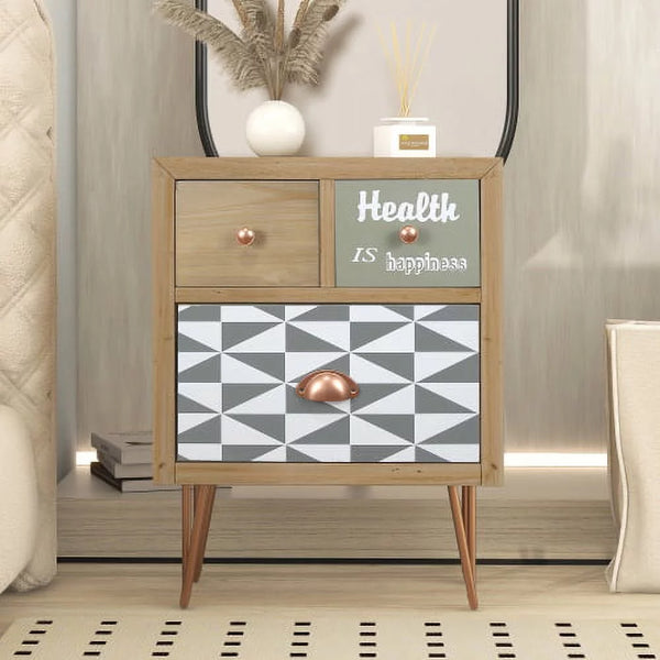 Nightstand, End Table Nightstand with Drawer & Storage Shelf for Living Room, Modern Style Versatile Bedside Table with Metal Feet for Bedroom, Mid Century Accent Furniture for Small Space, D