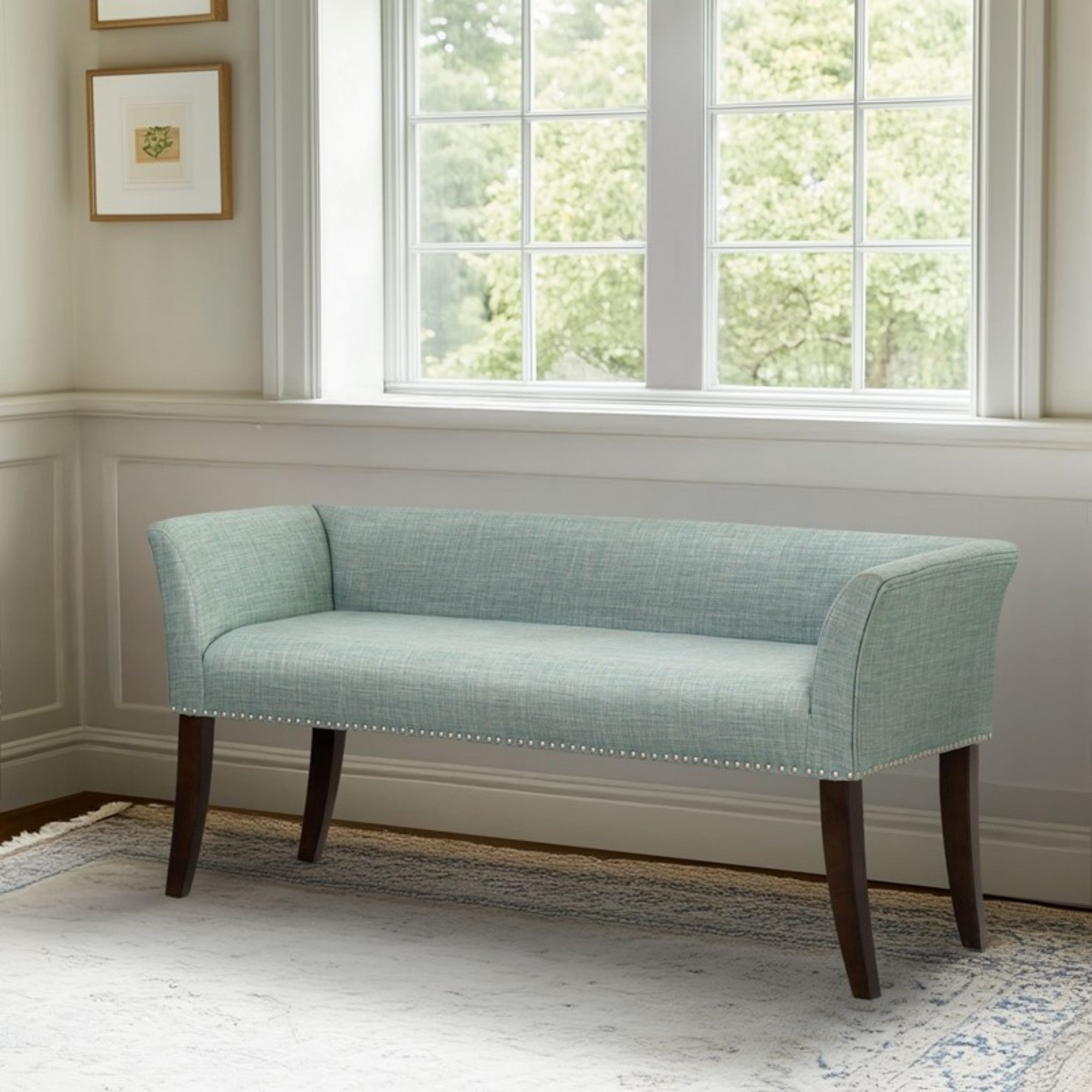 Triple Tree Welburn Upholstered Bench Teal