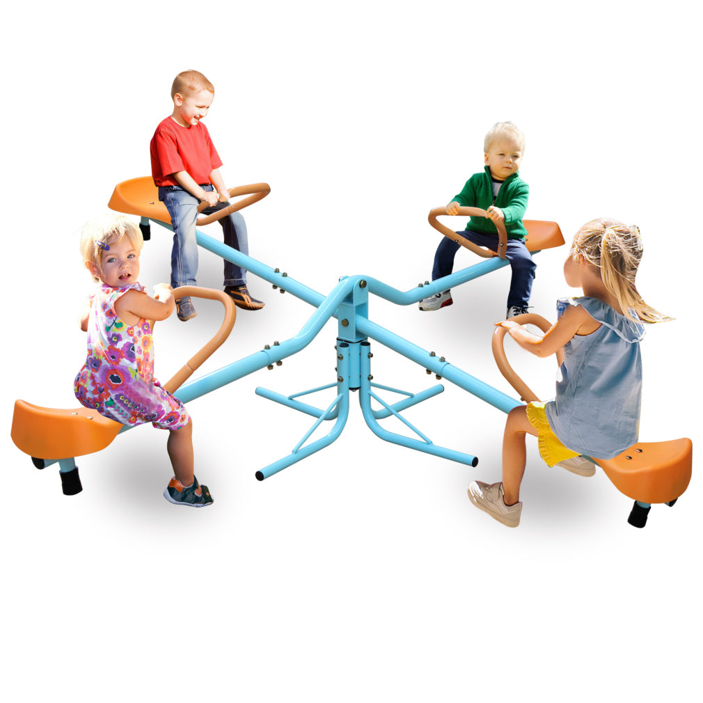 Outdoor Kids Spinning Seesaw,Swivel Teeter Totter,4 Seat Seesaw 360° Rotate,Outdoor Playground Equipment for Indoor Outdoor Backyard