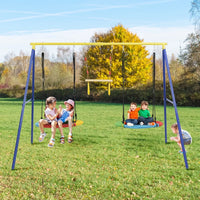 Outdoor Toddler Saucer Swing Set,Playground Tree Swing Set with Steel Frames and Disc Tree Swing Playset,Outdoor Swing Set for Backyard,Playground,Blue