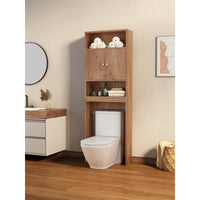 Over The Toilet Storage Cabinet for Bathroom Storage, Bathroom Organizer Shelf Over Toilet with 2 Open Shelves and Cabinets, Above Toilet Storage Cabinet for Bathroom Space Saving, 76.77 in H, Natural