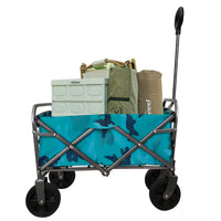 Portable Beach Trolley Cart 200 LBS Capacity, Folding Wagon Garden Cart with 4 Universal Wheels, Collapsible Wagon Cart with 4 Universal Wheels for Shopping Park Picnic, Beach Trip, Camping, Navy Blue