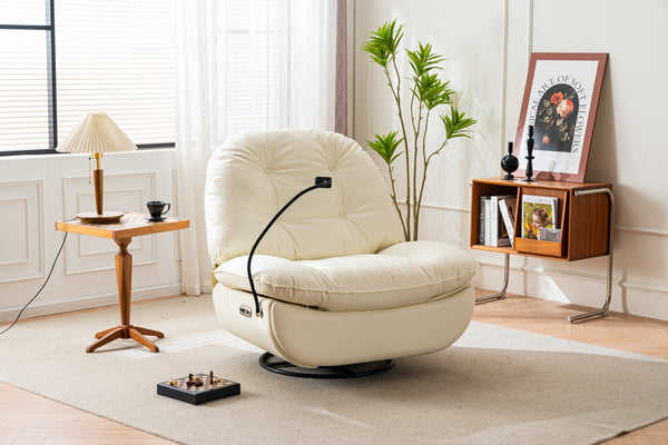 Power Lift Recliner Chair Swivel, Upholstered Glider Chair with Bluetooth Music Player and USB Charger, Comfy Sleeper Rocking Chair with Cellphone Holder and Footrest for Living Room