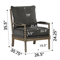 Triple Tree Stylish RUBBER WOOD FABRIC Armchair with Cushion, Black