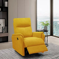 Single Sofa Chair,Upholstered Recliner Chair With USB Charge Port and Extending Footrest,Fabric Recliner Sofa For Living Room, Bed Room,Office,Yellow