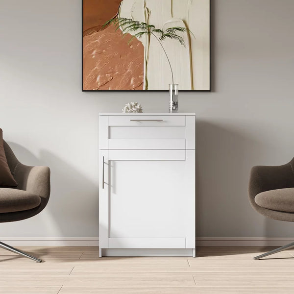 Stackable Wall Cabinet,Solid Wood Storage Cabinet with Adjustable Shelves and Doors,Console Table Side Table for Hallway,Sideboard Buffet Cupboard for Kitchen,15.75" D x 23.62" W x 35.43" H, White