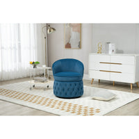 Swivel Accent Barrel Chair, Modern Round Barrel Chair with with 360 Degree Swiveling Metal Base Comfy Single Leisure Sofa Chair Reading Chair with Curved Back for Living Room Bedroom Office Light Blue