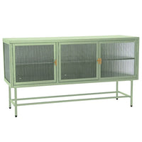 TV Console TV Stand, Enclosed Storage Display Cupboard with Wide Countertop Glass Doors & Detachable Shelves, Stylish Fluted Glass TV Table for Living Room, 47.40"Lx15.90"Wx26.10"H, Mint Green