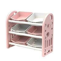 Toy Storage Organizer for Kids, Multi-Purpose Storage Bins with 3-Tier Design and 6 Removable Plastic Bins, Classroom Storage Cabinet for Playroom Daycare Bedroom, Pink