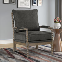 Triple Tree Stylish RUBBER WOOD FABRIC Armchair with Cushion, Black