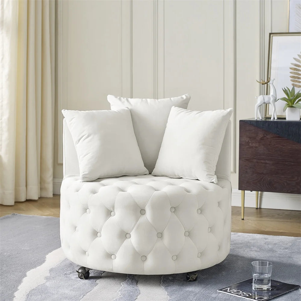 Beige swivel barrel chair deals