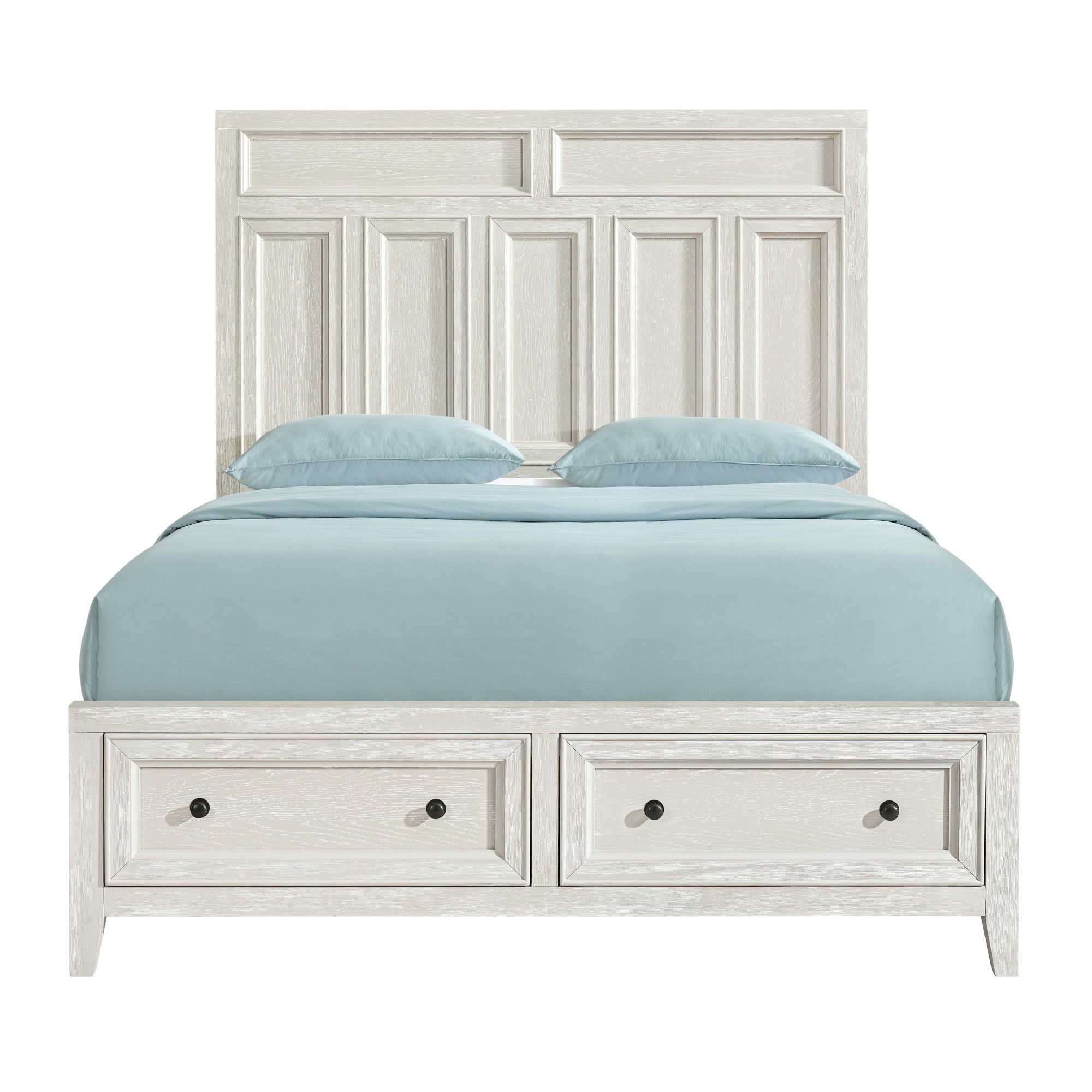 Triple Tree Whitewash Queen Storage Bed