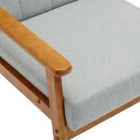 Accent Armchair, Modern Linen Fabric Upholstered Leisure Single Sofa Chair with Solid Wood Armrest and Feet, Comfy Lounge Side Chair Reading Chair for Living Room Bedroom Office Studio, Light Gray