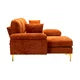 Convertible L-Shaped Sectional Sofa with Movable Ottoman, Upholstered Accent Sofa with 2 Pillows and Golden Metal Legs, Modular Sectional Couch Sets for Living Room Office Apartment, Orange