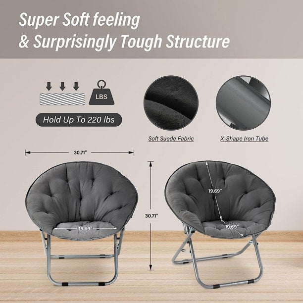 Saucer Lounge Chair Portable Folding Soft Moon Chair with Metal