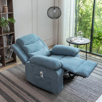 Electric Power Recliner Chair with Heat and Massage, Velvet Oversized Electric Overstuffed Chair with Soft Cushion and Back, 160° Adjustable Recliner Chair with Steel Frame for Living Room, Blue