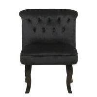 Modern Velvet Accent Chair with Solid Wood Legs, Tufted Vanity Chairs with Back, Accent Makeup Chair with Wood Frame, Single Sofa Chair for Bedroom, Living Room, Office, Study Room, Black