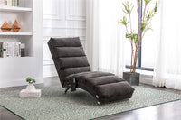 Electric Massage Chaise Lounge, Linen Indoor Lounger with Remote Control and Side Pocket, Ergonomic Indoor Royal Chair for Office, Living Room, Bedrooom, Dark Gray