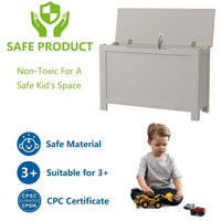 Kids Wooden Toy Box,Toy Storage Box,Wide Toy Storage Organizer,Toy Chest with Safety Hinged Lid for Kids,Children's Furniture Large Trunk for Boys and Girls,Antique Gray