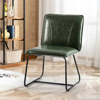 Dining Chair Set of 2, Mid Century Dining Bucket Chair with Backrest and Metal Legs,Industrial Design Faux Leather Counter Stool, Armless Side Chair for Dining Room and Kitchen, Green
