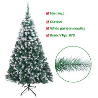 7ft Snow Flocked Hinged Artificial Pine Christmas Tree with Solid Metal Stand, Xmas Full Tree for Indoor and Outdoor(7FT/Snow)