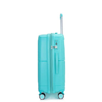 3-Piece PP Luggage Sets(20/24/28in), Expandable Lightweight Hardshell Suitcase with TSA Lock, Divider and Interior Organizer, 360° Double Spinner Wheels, Lake Blue