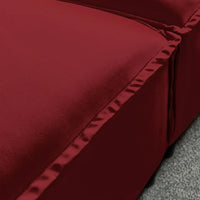 79" Sofa Couch, Soft Velvet 3 Seater Sofa, Mid Century Modern Couches for Living Room, Solid Wood Frame, Wide Backrest, Square Armrest, 2 Throw Pillows, Fit for Home Office Apartment, Red