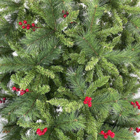 7.5FT Upside Down Christmas Tree Pre-lit Artificial Christmas Trees with Artificial Berries, Santa's Legs and 1500 Branch Tips Xmas Trees for Holiday Carnival Party Home Decorations, Green