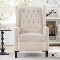 Manual Wingback Recliner Chair, Vintage Accent Chair, 27" W Recliner Chair with Nailhead Trim and Birch Legs, Tufted Single Sofa Chair, for Home, Living Room, Office, Bedroom, Beige