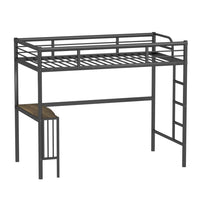 Loft Bed Twin Size with Desk,Metal Bed Frame with Ladder and Full-Length Guardrail,Platform Bed for Kids Teens Adult,Ideal for Bedroom Dorm,Noise-Free,No Box Spring Needed,Space-Saving,Black