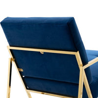 Velvet Padded Rocking Chair with Metal Feet, Accent Chair with Armrest and Backrest, Leisure Chair for Lounge Room, Bedroom, Office, Living Room and Patio Garden, Navy