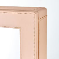 Mirror Jewelry Cabinet Armoire, Wooden Leather Wall Mounted Three-Layer Shelf With Inner Mirror, Jewelry Storage Mirror Cabinet - Peach